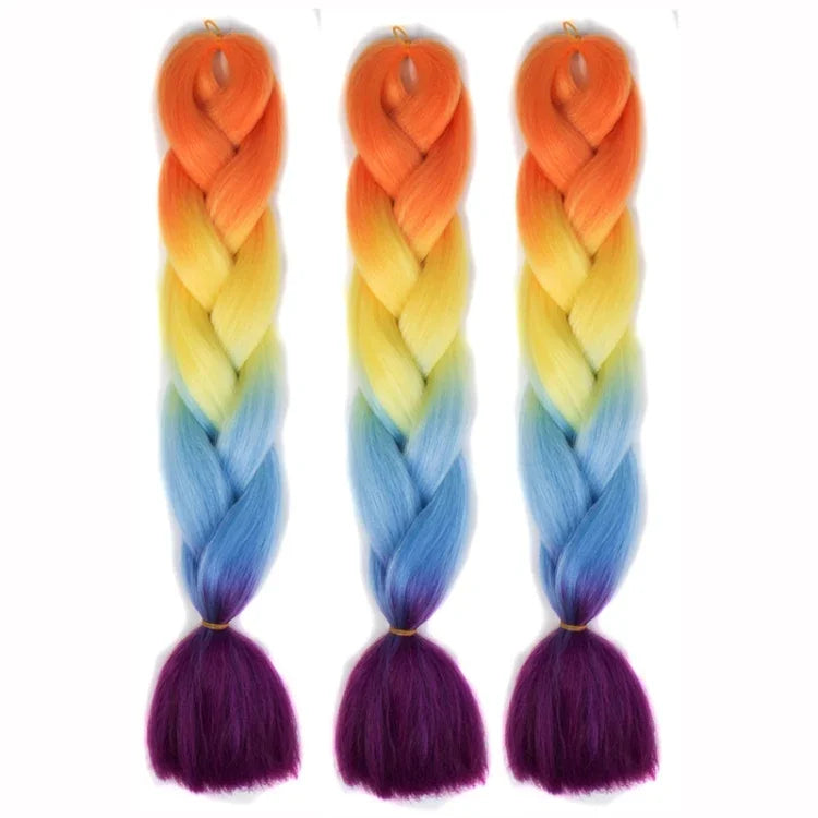 Perruques tressées individuelles à dégradé de couleur à la mode, fibres chimiques, grosses tresses, couleur aléatoire, longueur : 60cm, couleur aléatoire