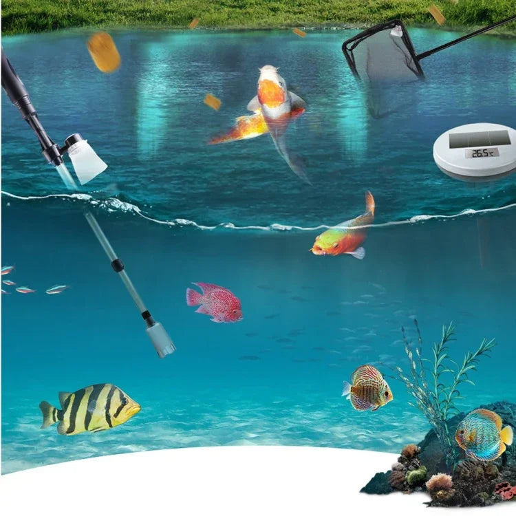 Filtre à eau électrique multifonctionnel réglable en longueur pour nettoyage d'aquarium, multifonctionnel
