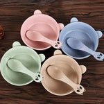 Balcherlam Kit Bols et Cuillère en Matériaux de Tige de Blé pour Bébé, Livraison de Couleur Aléatoire, Kit Bols et Cuillère