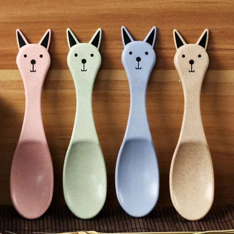 Balcherlam Kit Bols et Cuillère en Matériaux de Tige de Blé pour Bébé, Livraison de Couleur Aléatoire, Kit Bols et Cuillère