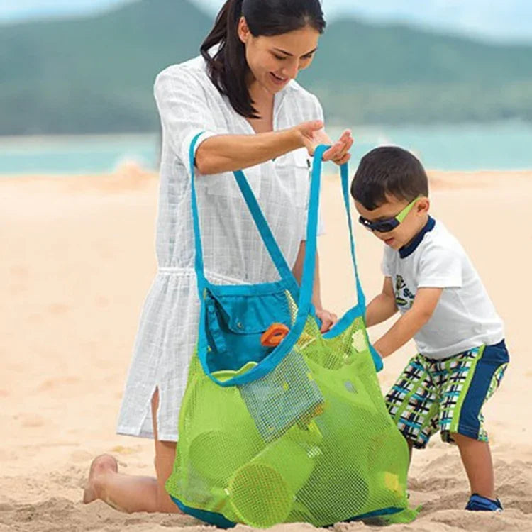 Sac de Rangement Rapide pour Jouets de Plage Portables en Maille pour Enfants, Taille L