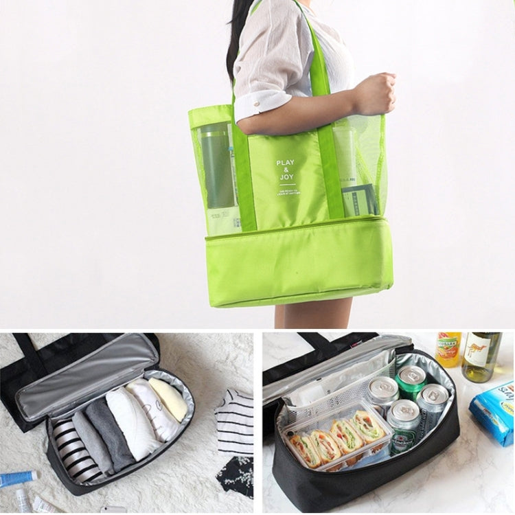 Sac de sport portable à double couche en maille pour pique-nique à la plage, sac à bandoulière, sac à main, sac à main double couche (vert), sac à main double couche (bleu)