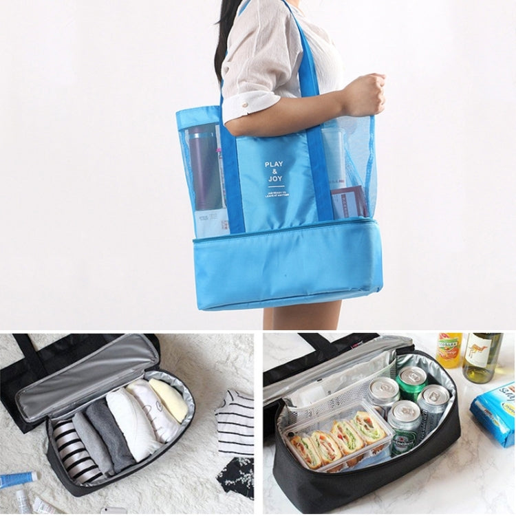 Sac de sport portable à double couche en maille pour pique-nique à la plage, sac à bandoulière, sac à main, sac à main double couche (vert), sac à main double couche (bleu)