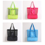 Sac de sport portable à double couche en maille pour pique-nique à la plage, sac à bandoulière, sac à main, sac à main double couche (vert), sac à main double couche (bleu)
