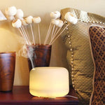 Humidificateur d'air blanc clair télécommandé T500 Vaporisateur automatique d'alcool Diffuseur d'huile essentielle Brumisateur ultrasonique Diffuseur d'arôme atomiseur LED coloré, Capacité : 500ml, DC 24V, prise US, Blanc clair (500ml), Motif bois (500ml)