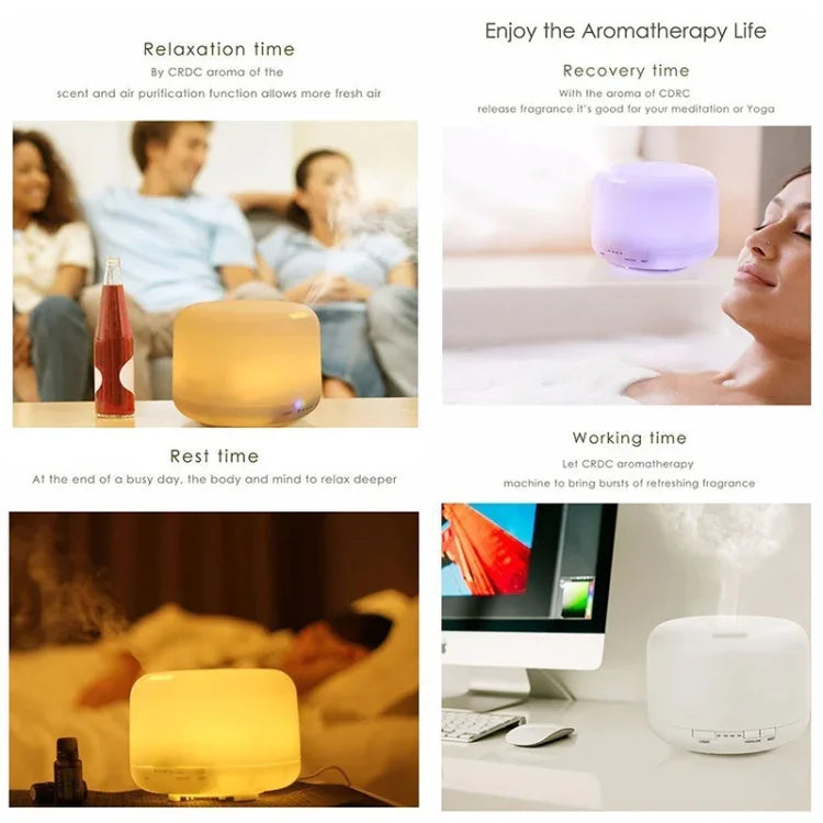 Humidificateur d'air blanc clair télécommandé T500 Vaporisateur automatique d'alcool Diffuseur d'huile essentielle Brumisateur ultrasonique Diffuseur d'arôme atomiseur LED coloré, Capacité : 500ml, DC 24V, prise US, Blanc clair (500ml), Motif bois (500ml)