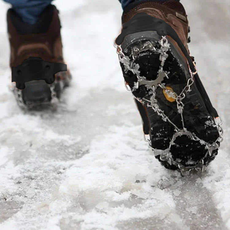 Une paire de couvre-chaussures à chaîne antidérapante à 19 dents pour glace, Taille : M, 19 dents taille M (noir), 19 dents taille M (orange)