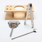 Ensemble de 9 outils à cocktail en acier inoxydable avec support en bois, capacité : 550 ml, 550 ml