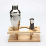 Ensemble d'outils de bar à cocktail 9-en-1 en acier inoxydable avec support en bois, Capacité : 750 ml, 750 ml