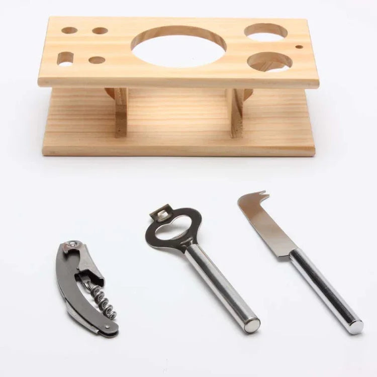 Ensemble d'outils de bar à cocktail 9-en-1 en acier inoxydable avec support en bois, Capacité : 750 ml, 750 ml