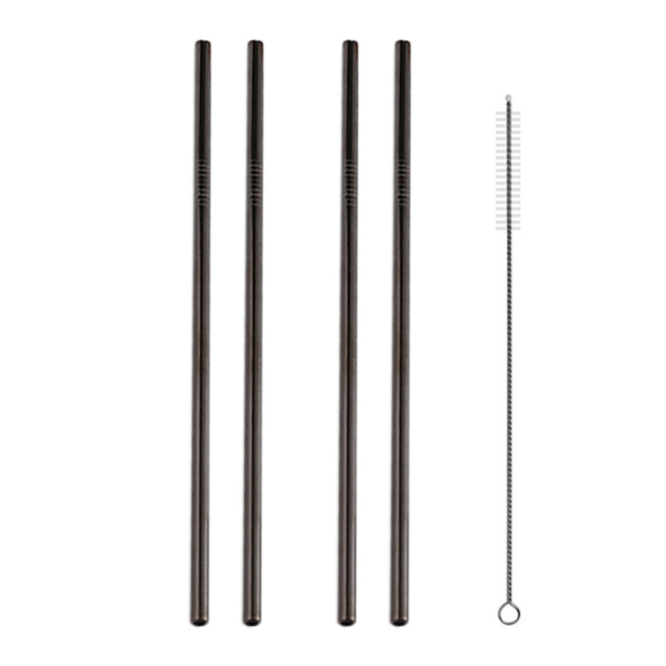 Kit de 5 pailles droites réutilisables en acier inoxydable avec brosse de nettoyage, 215*6mm, 215*6mm (Droite)