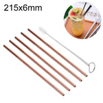 Kit de 5 pailles droites réutilisables en acier inoxydable avec brosse de nettoyage, 215*6mm, 215*6mm (Droite)