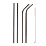 Ensemble de 4 pailles réutilisables en acier inoxydable + brosse de nettoyage, 215*8mm, 215*8mm (combinaison)