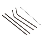Ensemble de 4 pailles réutilisables en acier inoxydable + brosse de nettoyage, 215*8mm, 215*8mm (combinaison)