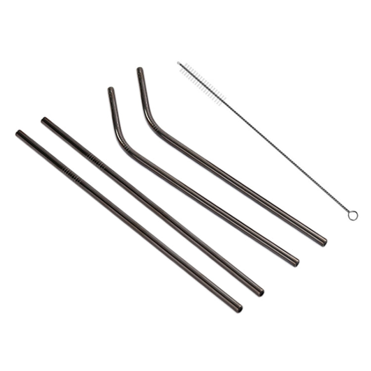 Ensemble de 4 pailles réutilisables en acier inoxydable + brosse de nettoyage, 215*8mm, 215*8mm (combinaison)