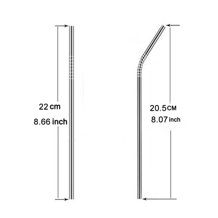 Ensemble de 4 pailles réutilisables en acier inoxydable + brosse de nettoyage, 215*8mm, 215*8mm (combinaison)