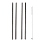 Kit de 5 pailles droites réutilisables en acier inoxydable avec brosse de nettoyage, 266*6mm, 266*6mm (Droite)