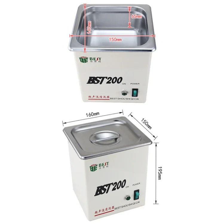 Nettoyeur à ultrasons en acier inoxydable BEST-200 1,5L (Tension 220V), BEST-200 1,5L