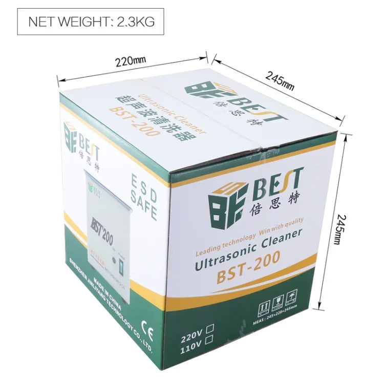 Nettoyeur à ultrasons en acier inoxydable BEST-200 1,5L (Tension 220V), BEST-200 1,5L