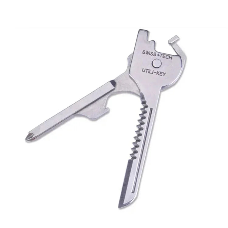 Porte-clés multifonction 6 en 1 SWISS+TECH en acier inoxydable, mini outils pliables anneau porte-clés