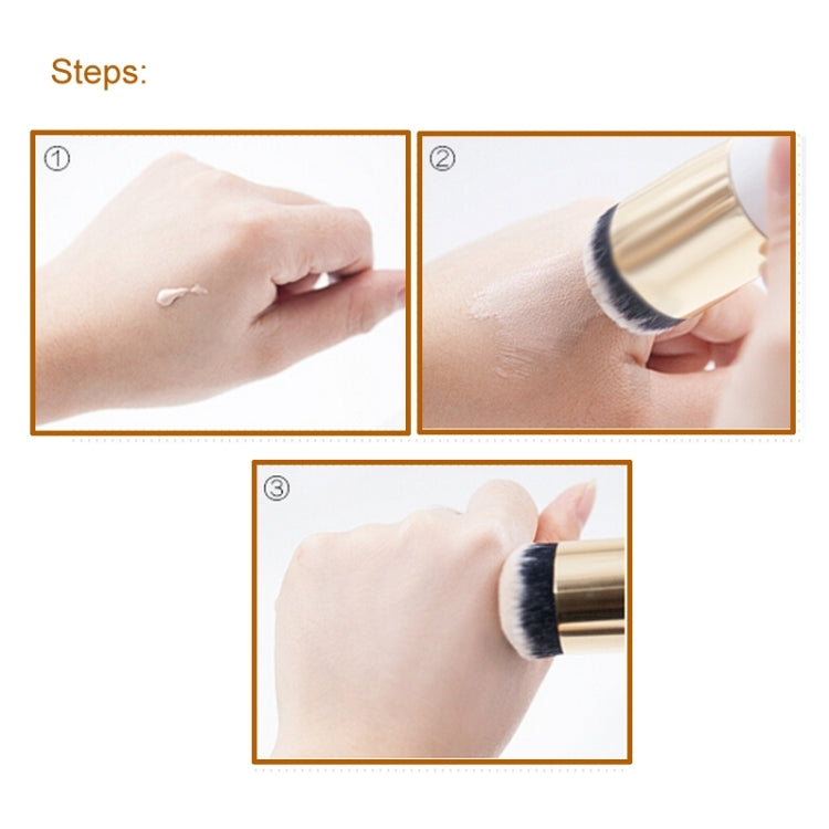 Manche court en bois, grande brosse à maquillage ronde pour fond de teint et poudre, brosse ronde et dodue pour maquillage BB crème, grande tête ronde rose, grande tête ronde blanche