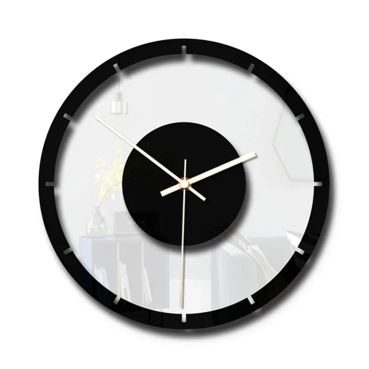 TM011 Horloge Murale Silencieuse en Acrylique Transparent à Cadran Rond en Bois, TM011