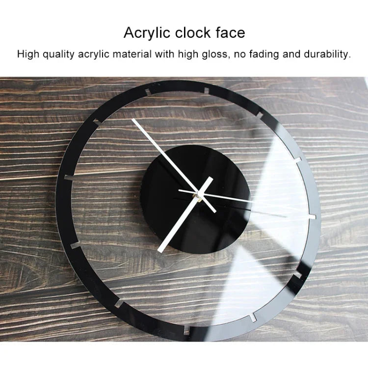 TM011 Horloge Murale Silencieuse en Acrylique Transparent à Cadran Rond en Bois, TM011