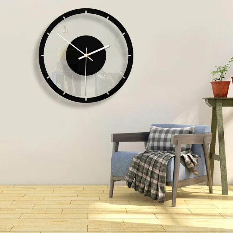 TM011 Horloge Murale Silencieuse en Acrylique Transparent à Cadran Rond en Bois, TM011