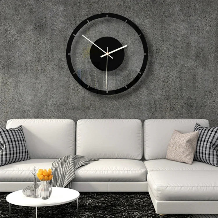 TM011 Horloge Murale Silencieuse en Acrylique Transparent à Cadran Rond en Bois, TM011