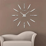 Miroir 3D Grand Décoration Maison Chambre Autocollant Mural DIY Horloge, Taille: 100*100cm, 3M003 (Noir), 3M003 (Argent)