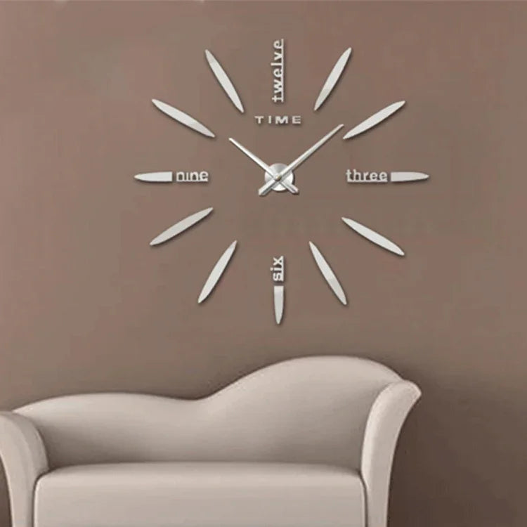 Miroir 3D Grand Décoration Maison Chambre Autocollant Mural DIY Horloge, Taille: 100*100cm, 3M003 (Noir), 3M003 (Argent)