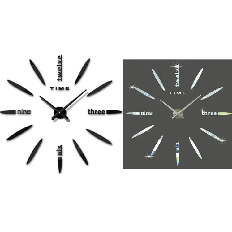 Miroir 3D Grand Décoration Maison Chambre Autocollant Mural DIY Horloge, Taille: 100*100cm, 3M003 (Noir), 3M003 (Argent)