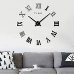 Horloge murale silencieuse sans cadre avec chiffres romains, grande décoration murale DIY pour chambre, Taille : 100*100cm, M011 (Noir), M011 (Or), M011 (Argent)