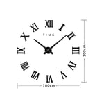 Horloge murale silencieuse sans cadre avec chiffres romains, grande décoration murale DIY pour chambre, Taille : 100*100cm, M011 (Noir), M011 (Or), M011 (Argent)