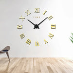 Horloge murale silencieuse sans cadre avec chiffres romains, grande décoration murale DIY pour chambre, Taille : 100*100cm, M011 (Noir), M011 (Or), M011 (Argent)