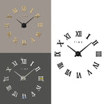 Horloge murale silencieuse sans cadre avec chiffres romains, grande décoration murale DIY pour chambre, Taille : 100*100cm, M011 (Noir), M011 (Or), M011 (Argent)