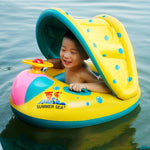 Siège de sécurité gonflable pour natation avec pare-soleil anneau bateau pour bébé enfants, taille gonflée : 72cm x 65cm x 58cm, siège bateau