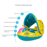Siège de sécurité gonflable pour natation avec pare-soleil anneau bateau pour bébé enfants, taille gonflée : 72cm x 65cm x 58cm, siège bateau