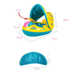 Siège de sécurité gonflable pour natation avec pare-soleil anneau bateau pour bébé enfants, taille gonflée : 72cm x 65cm x 58cm, siège bateau