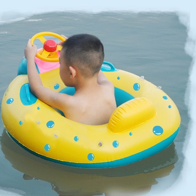 Siège de sécurité gonflable pour natation avec pare-soleil anneau bateau pour bébé enfants, taille gonflée : 72cm x 65cm x 58cm, siège bateau