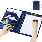 Chemise porte-documents professionnelle en cuir avec bloc-notes A4 de 30 pages et calculatrice