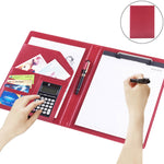 Chemise porte-documents professionnelle en cuir avec bloc-notes A4 de 30 pages et calculatrice