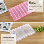 Boîte de rangement en plastique avec 28 compartiments amovibles pour bijoux, boucles d'oreilles, hameçons et petits accessoires