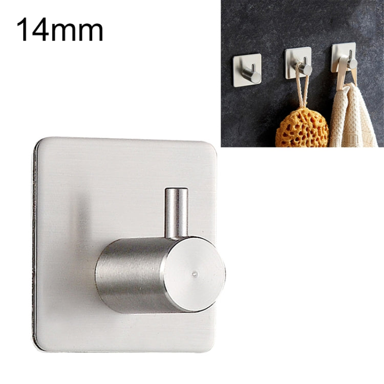 Crochet cylindrique en acier inoxydable pour salle de bain sans perçage, Taille : 14mm