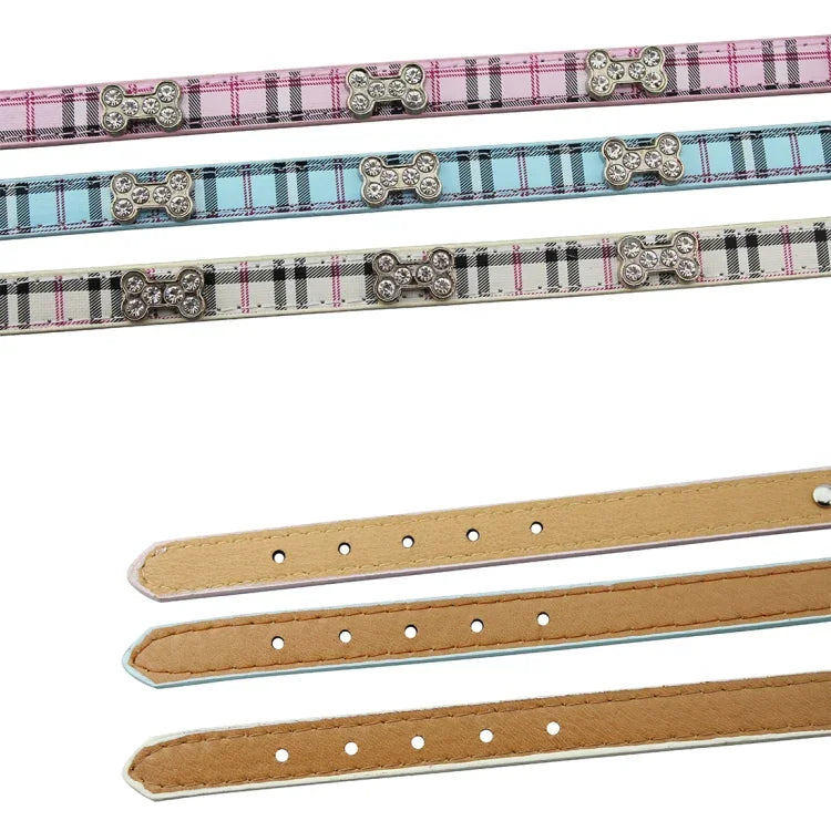Collier pour chien en cuir synthétique avec motifs en os, produits pour animaux de compagnie, taille: S, 1,5 * 37cm, taille: S