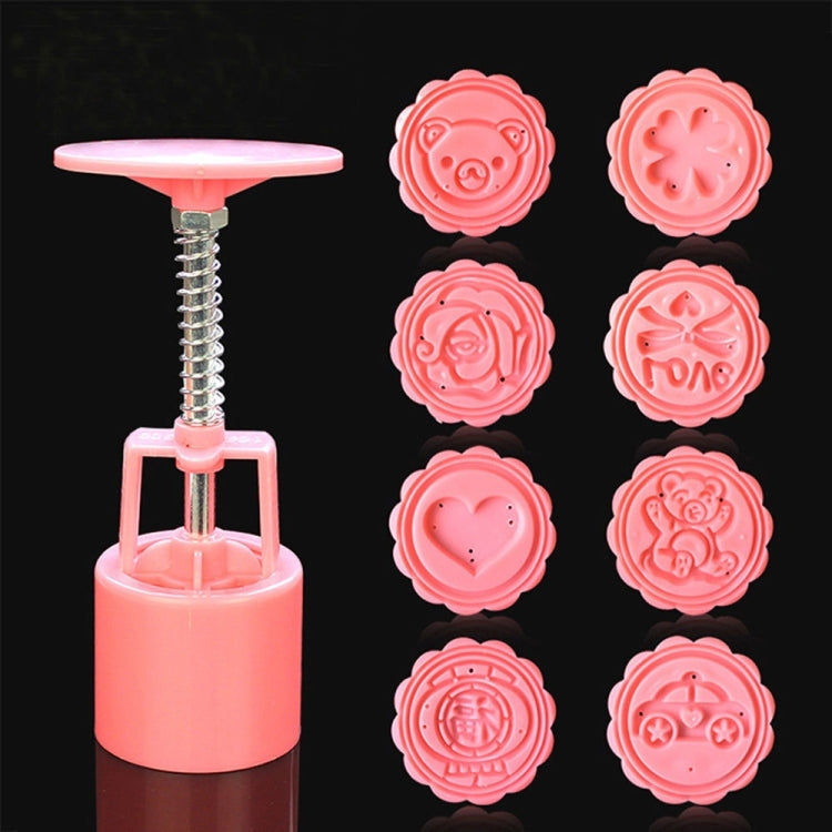 Moule à gâteau en fondant DIY, emporte-pièces à biscuits, outils de cuisson avec 8 motifs ronds de dessin animé, 8 motifs ronds de dessin animé (rose)
