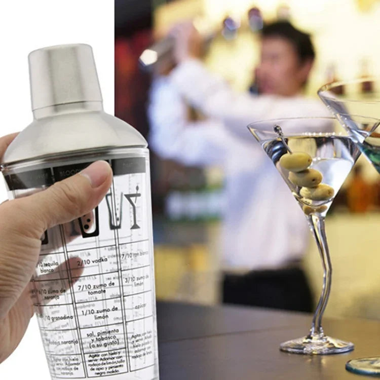 Shaker à cocktail en acier inoxydable avec verre doseur pour thé au lait, Capacité : 450ml, Shaker à cocktail 450ml