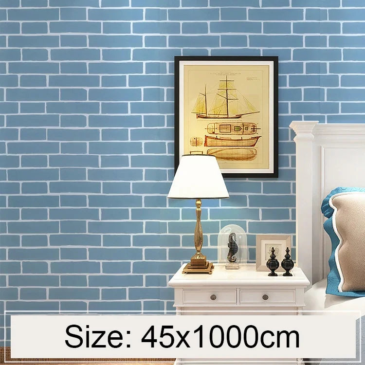 Papier peint décoratif créatif en briques méditerranéennes 3D, rouleau de papier peint étanche pour chambre et salon, taille : 45 x 1000 cm, brique méditerranéenne