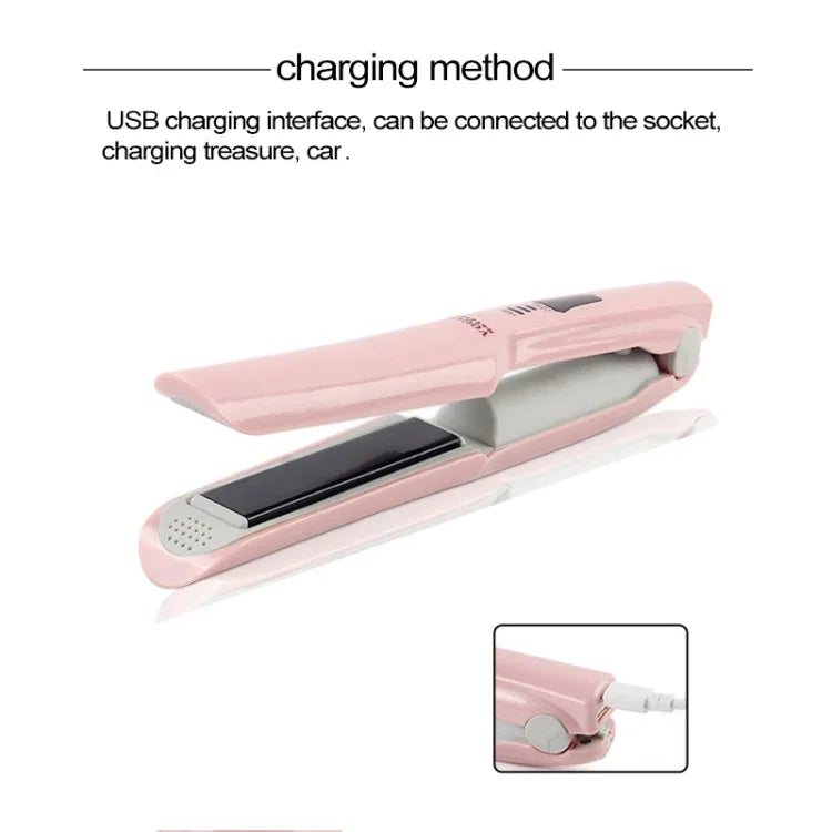 Lisseur sans fil Mini USB rechargeable, fer à friser double usage