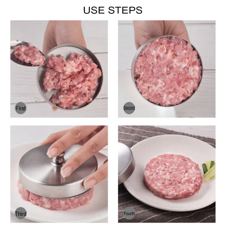 Moules alimentaires de cuisine en acier inoxydable pour presser la viande de hamburger, 1 pièce 10356 en acier inoxydable